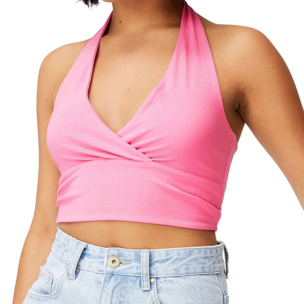 Cotton on Pink Halter Crop Top